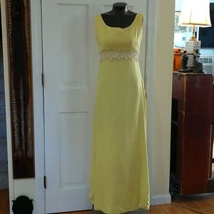 Vintage Yellow B. Altman Sleeveless Gown Linen?